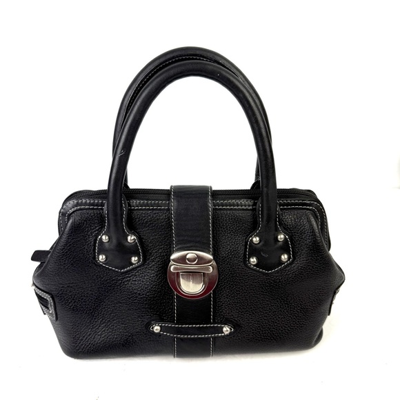 Vita Moda Italia Doctors Satchel Handbag Black Leather Italian Italy Made Rare - Picture 1 of 13